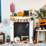 Happy halloween concept. trick or treat in autumn season. scary and dark symbol at night